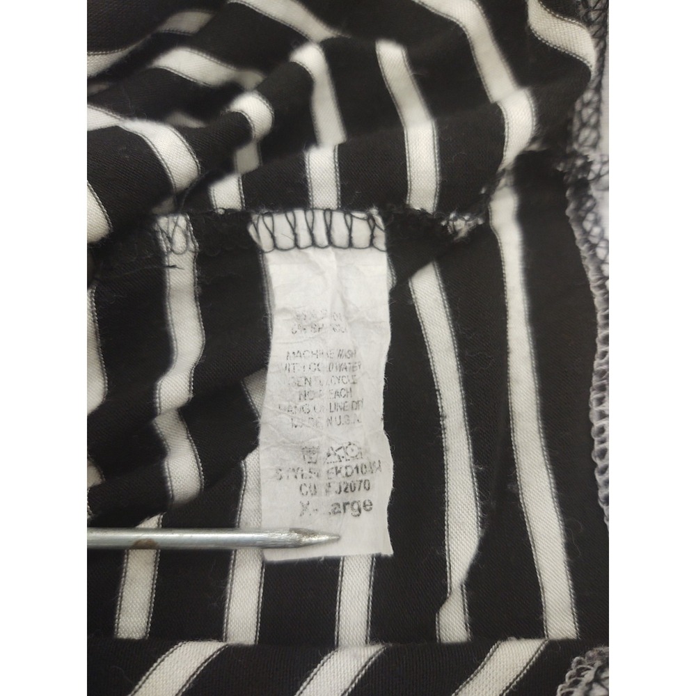 Egy Women's XL Black & White Striped Long Dolman Sleeve Boho Artsy Top Tunic - Picture 12 of 12